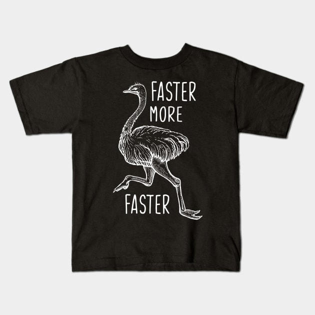 Fast and funny ostrich Kids T-Shirt by Imutobi